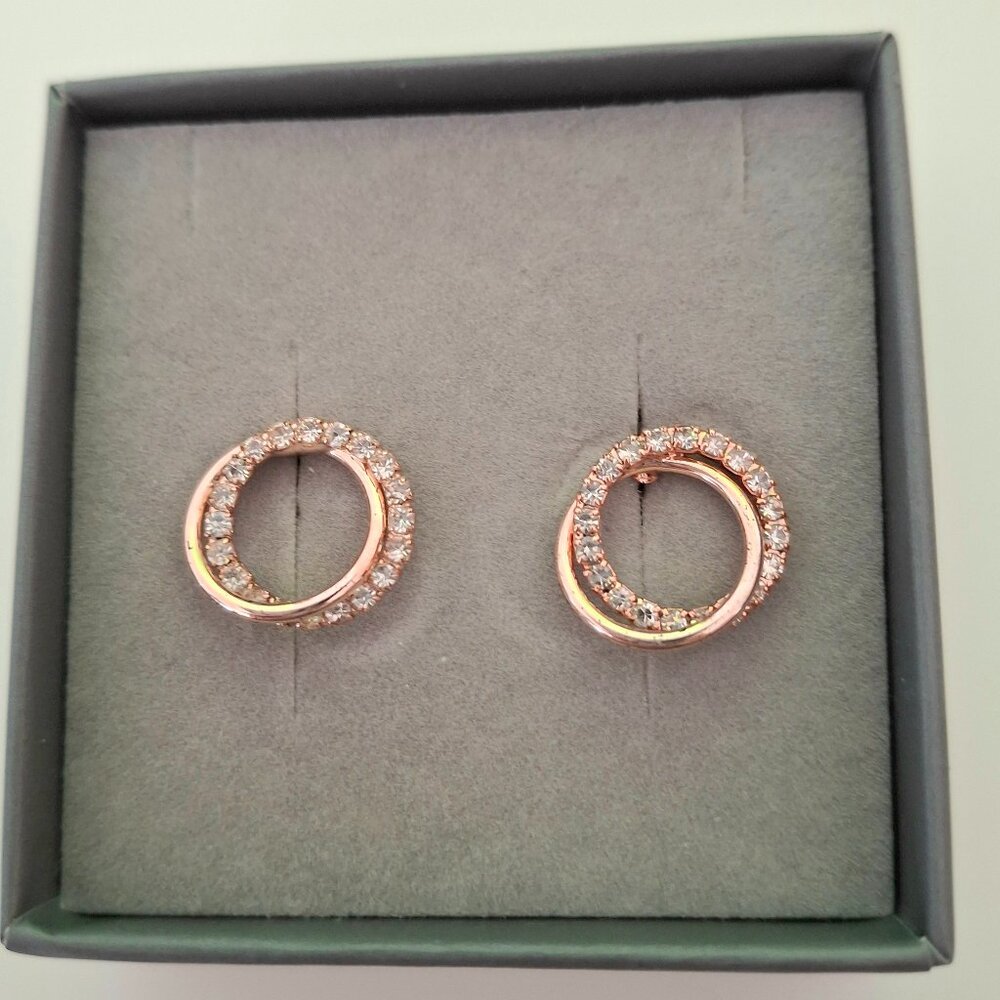 Rose Gold Tone and Cubic Zirconia Earrings